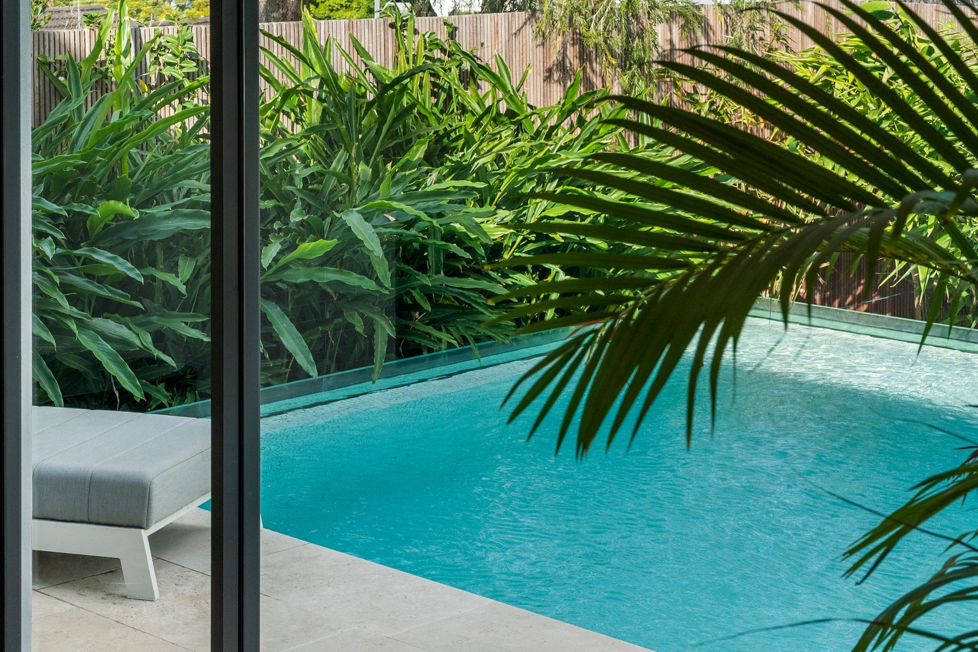 Pool Viewed Through Glass Door — ATH Projects in Yowie Bay, NSW