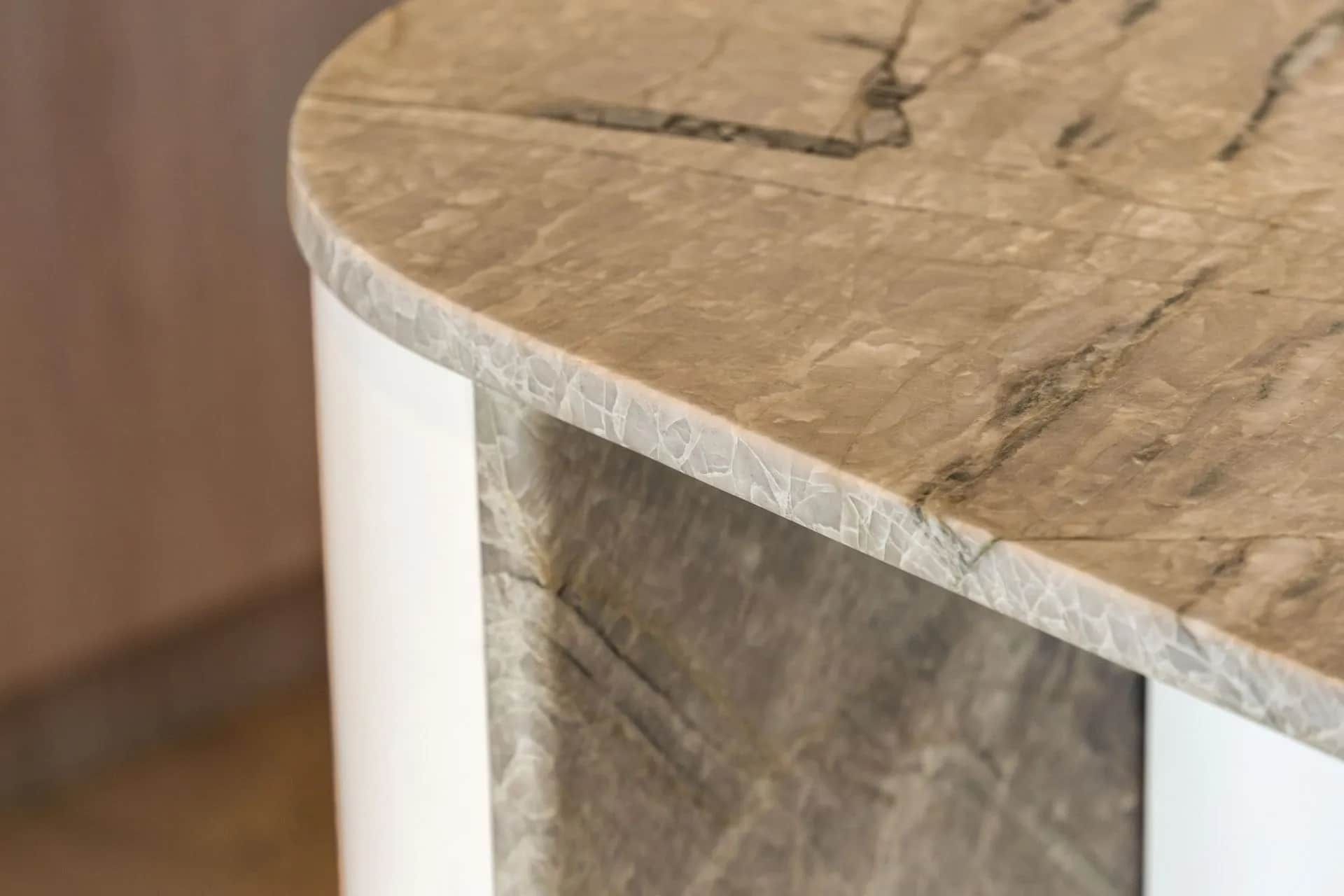 Close-up of a Rounded Marble Countertop With Gray Veining — ATH Projects in Kirrawee, NSW