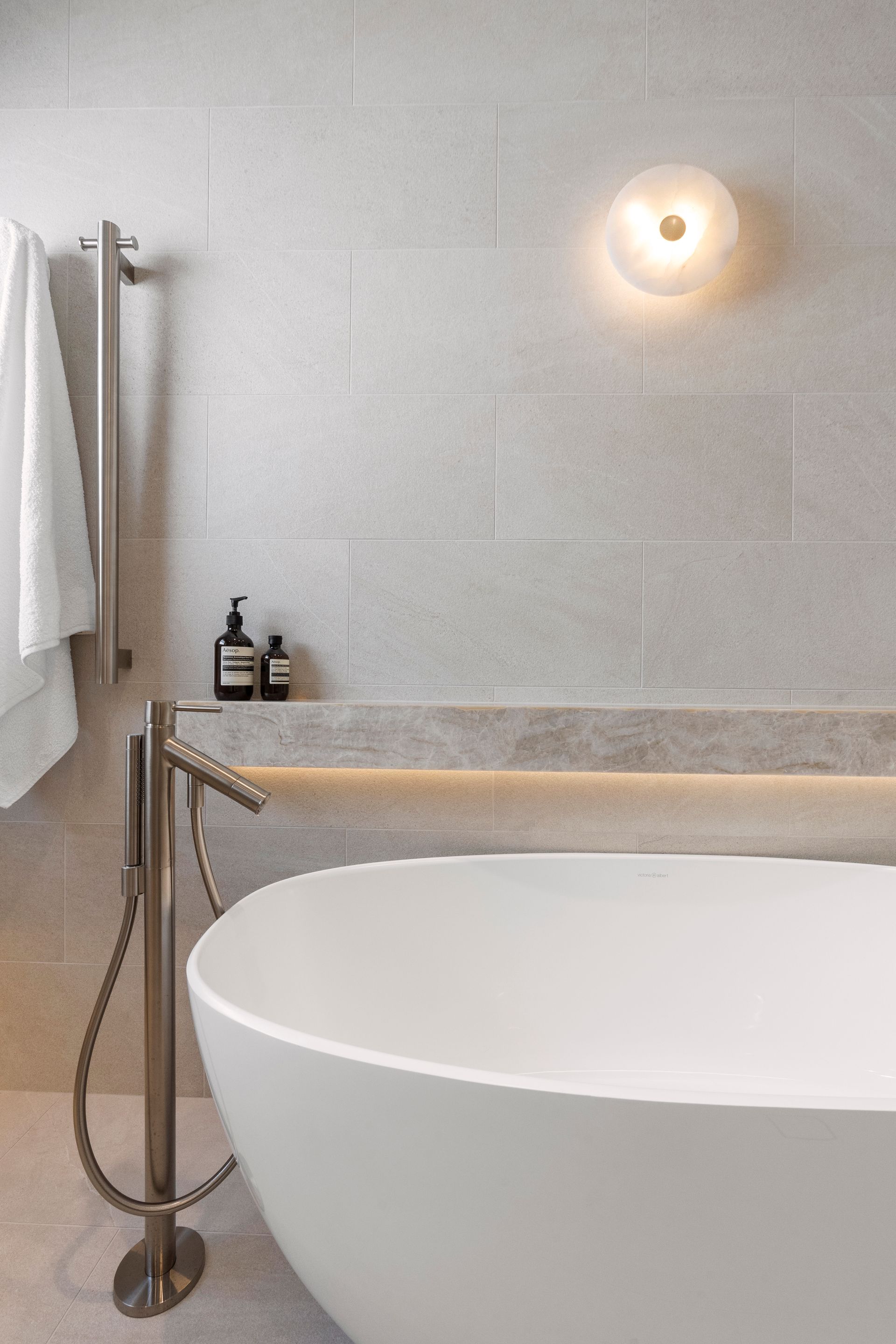 Bathroom With White Oval Tub — ATH Projects in Concord, NSW