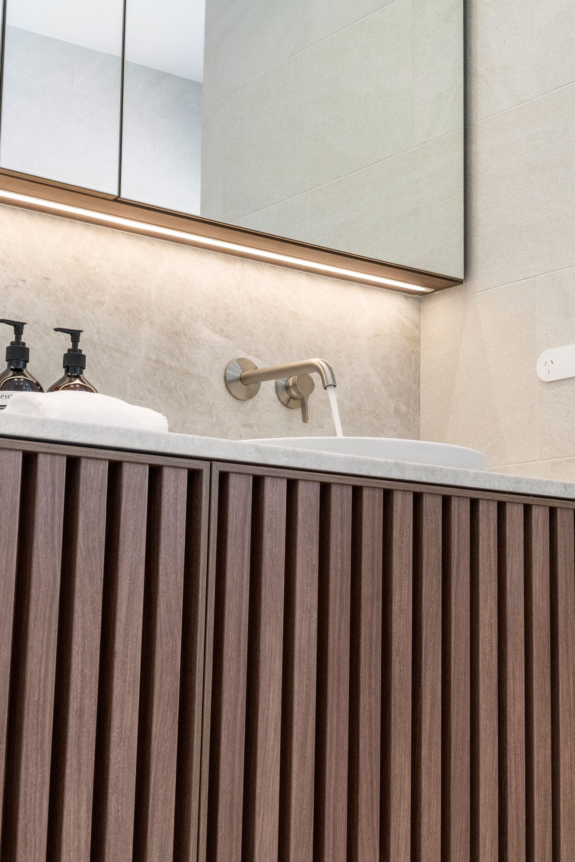 Modern Bathroom With Wood Vanity — ATH Projects in Concord, NSW