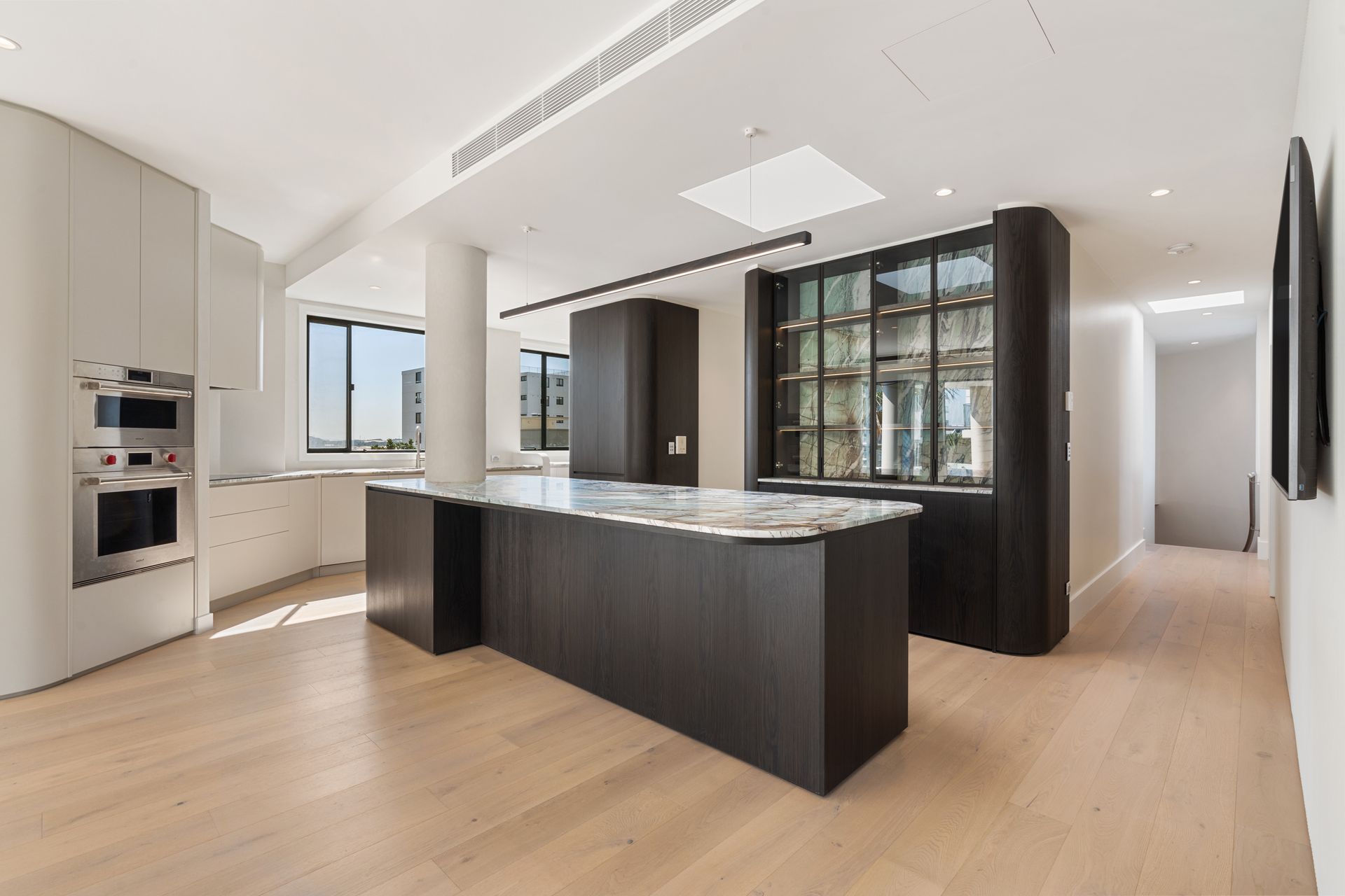 Modern Kitchen With Dark Wood Island — ATH Projects in Cronulla, NSW