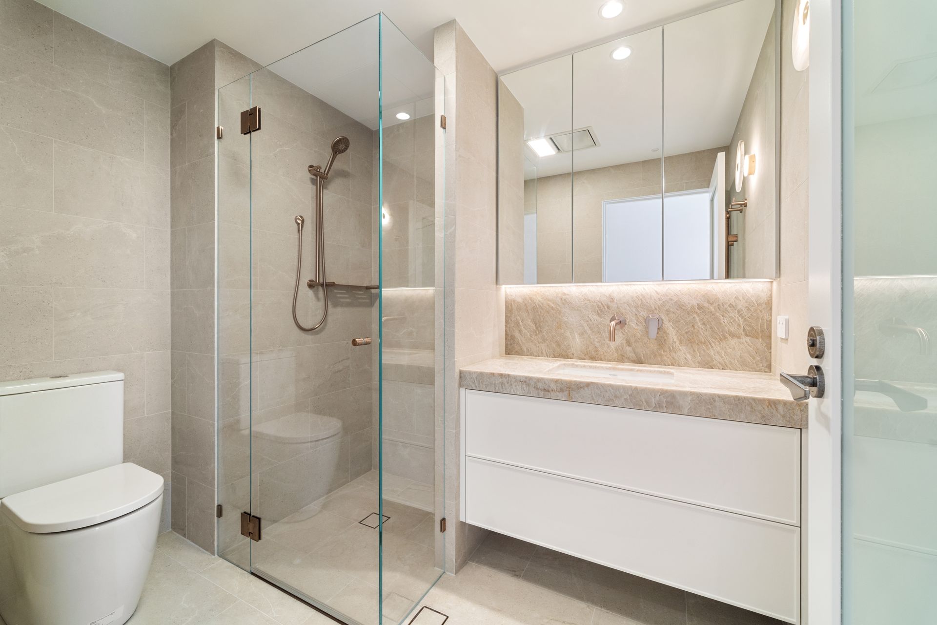 Modern Bathroom With a Glass Shower — ATH Projects in Rozelle, NSW