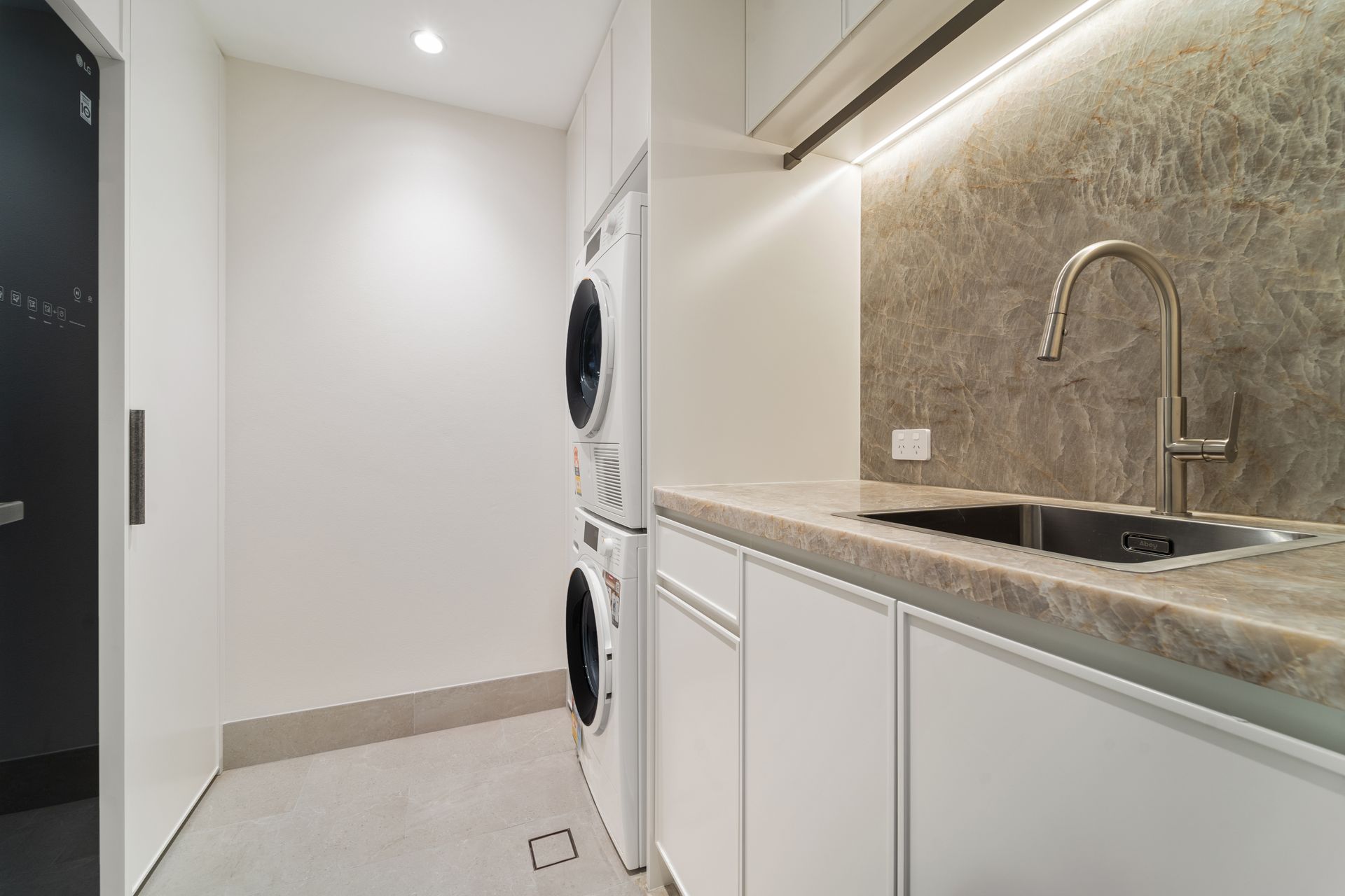 Laundry Room With Stacked Washer/dryer — ATH Projects in Rozelle, NSW