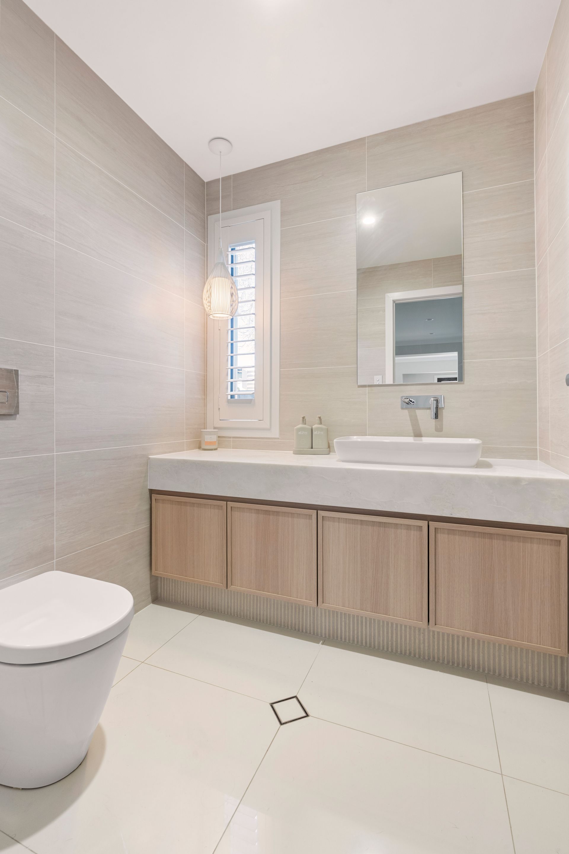 Modern Bathroom With Light Wood Vanity — ATH Projects in Yowie Bay, NSW