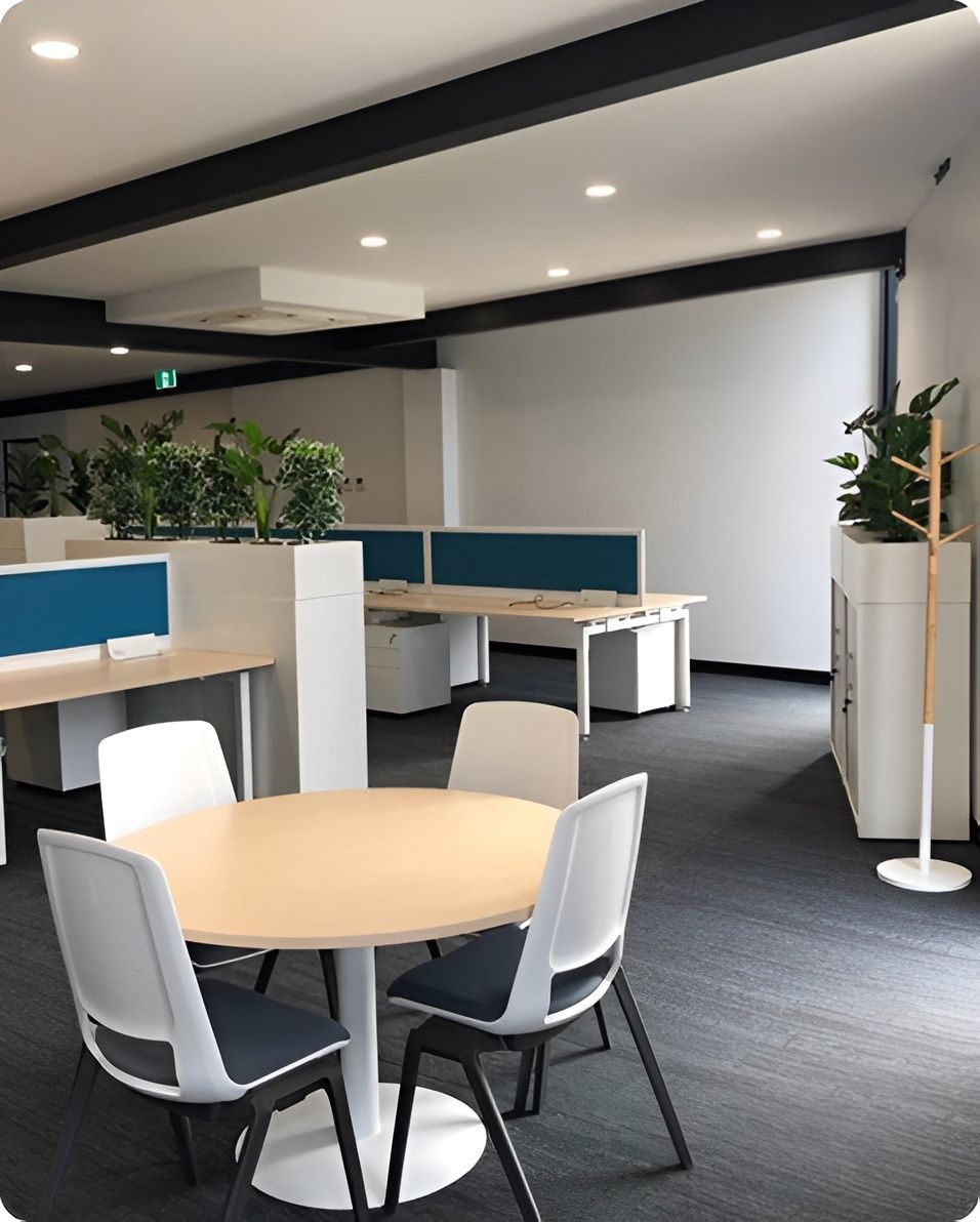 Spacious Office With Large Wooden Table — ATH Projects in Kirrawee, NSW