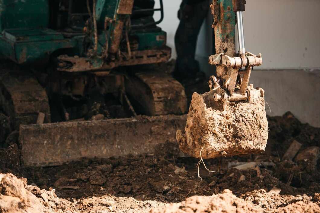 A man is using an excavator to dig a hole in the ground.