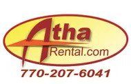 The logo for atha rental.com is yellow and red.