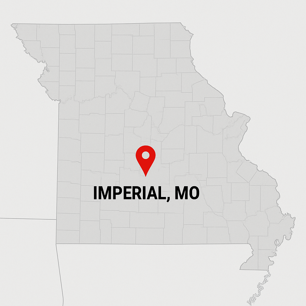 Map of Missouri highlighting Imperial, MO.