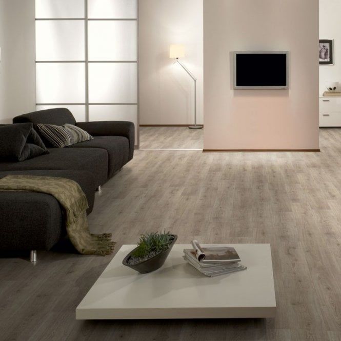 Trend Oak Grey Laminate Flooring in a living room