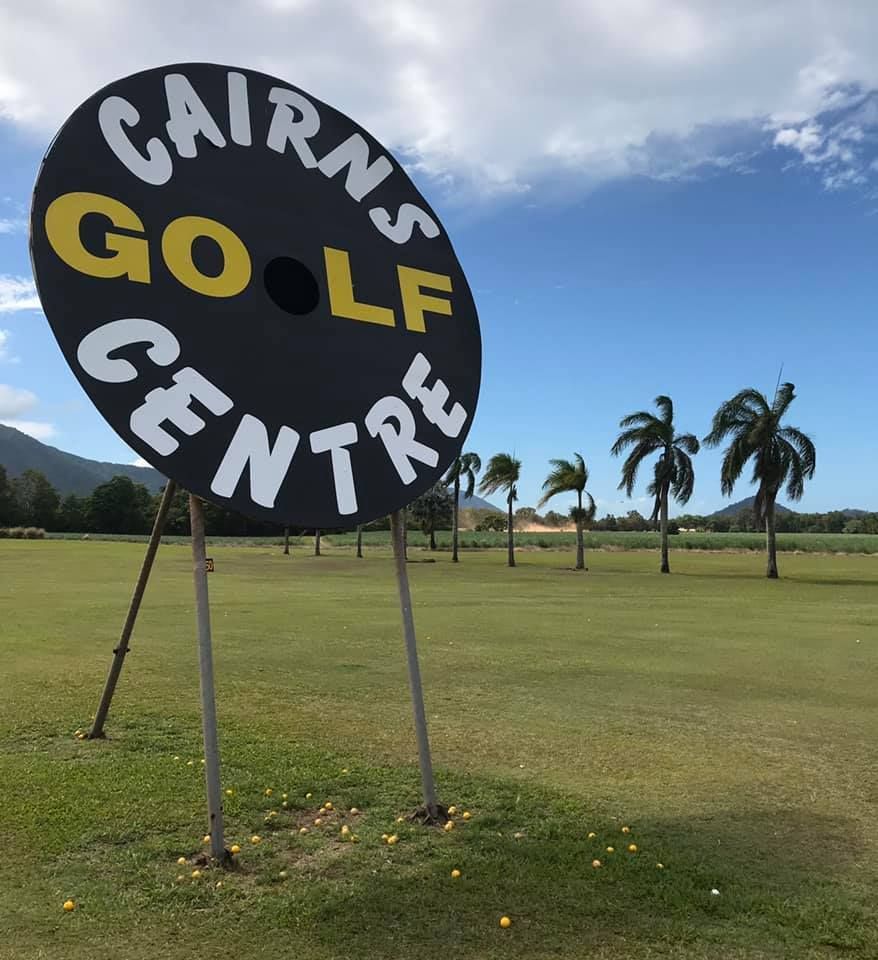 Cairns golf centre sign in the middle of a golf course