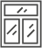 Window with two lower panes and one upper pane.