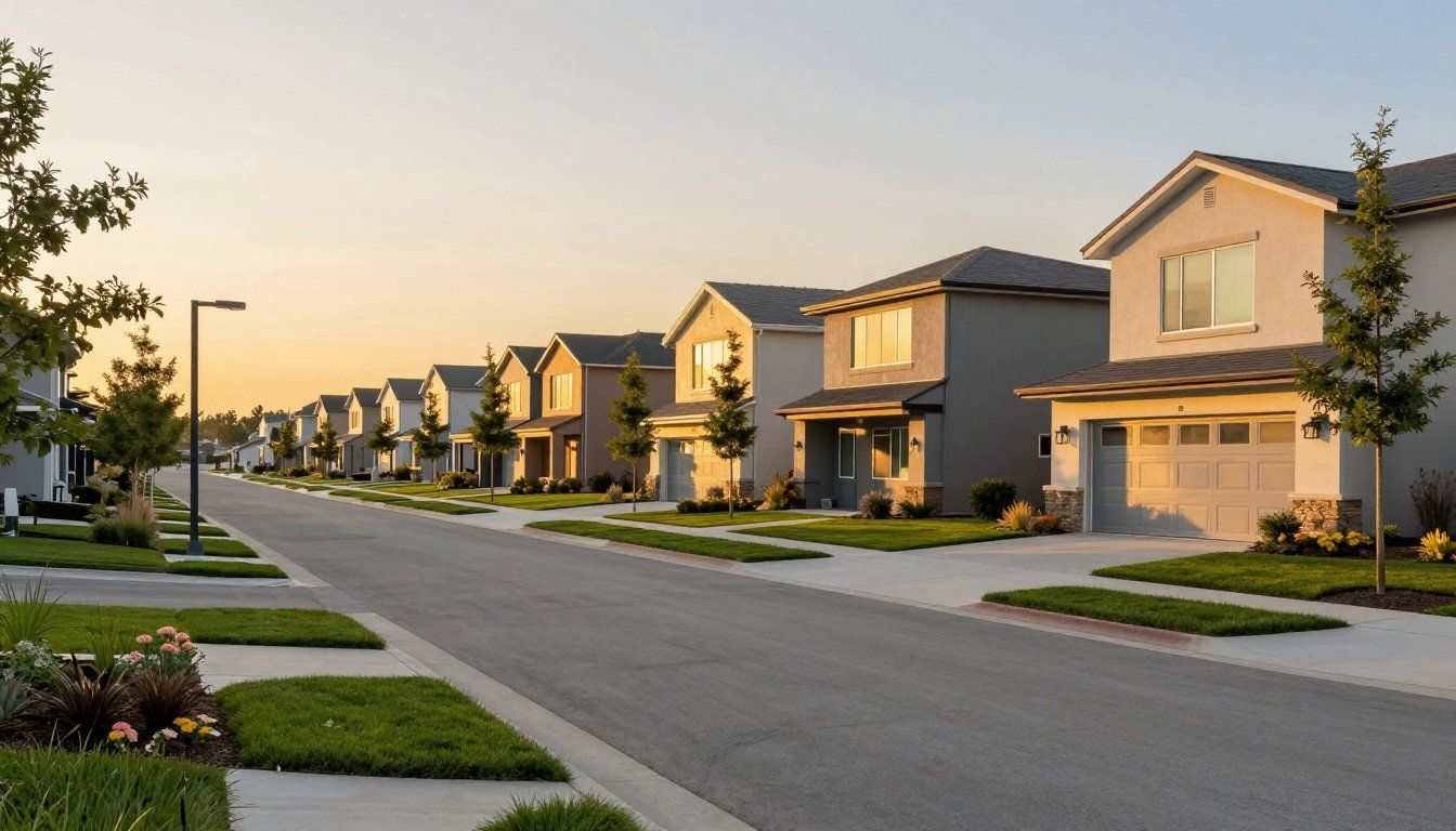 Suburban Neighborhood at Golden Hour