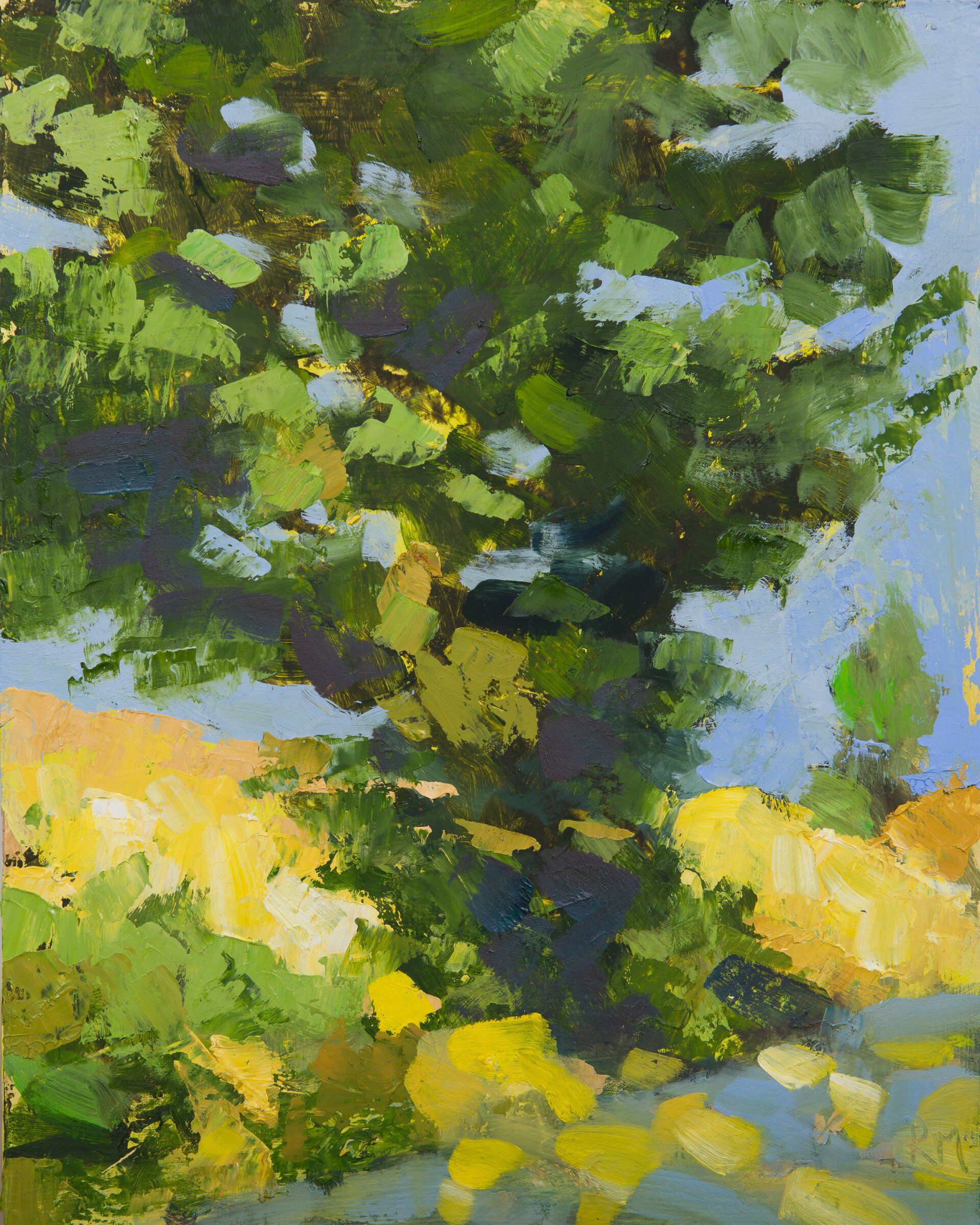 It is a painting of a tree with lots of leaves.