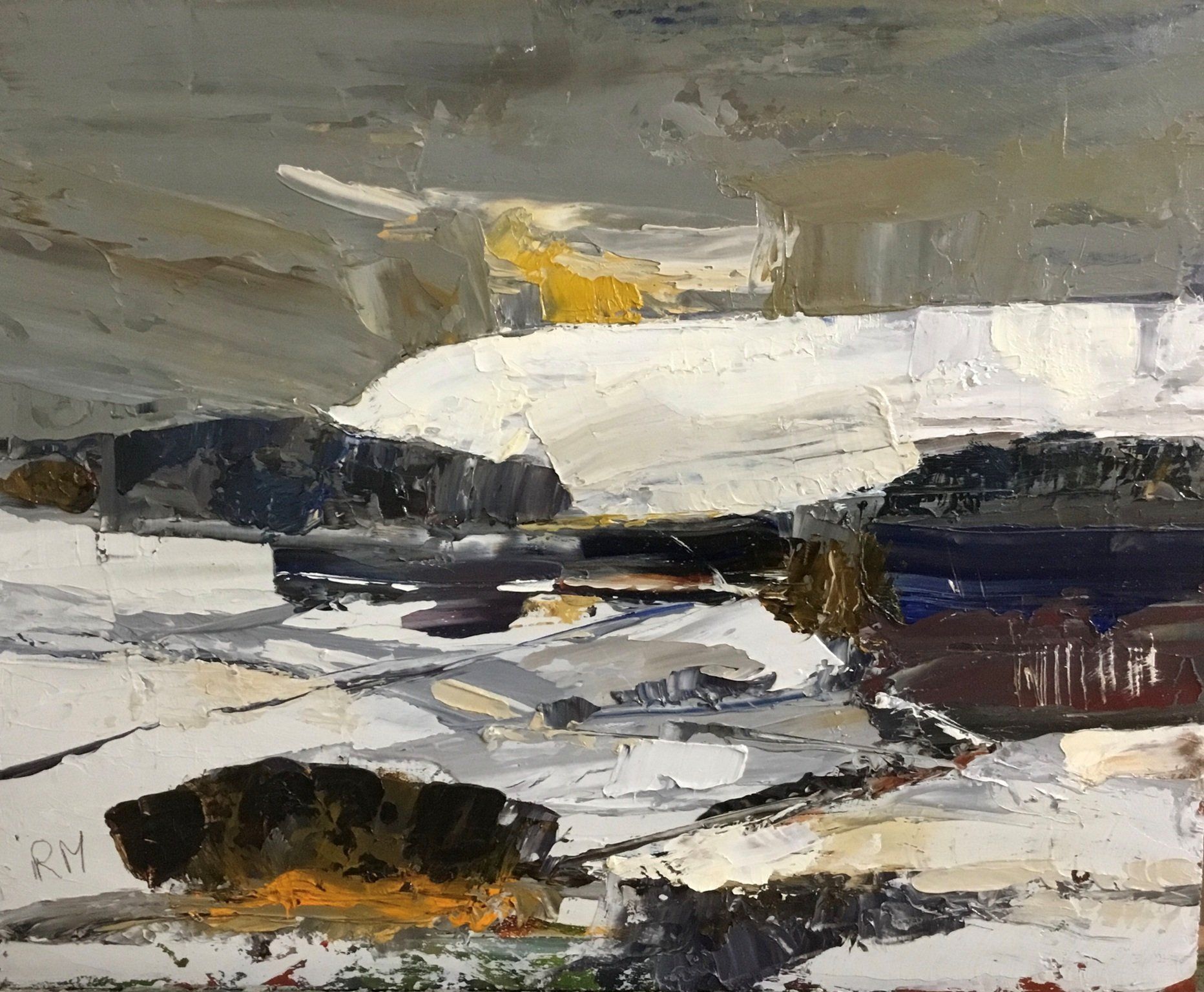 A painting of a landscape with a lot of brush strokes