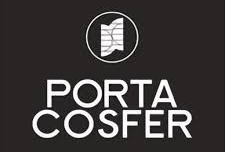 Rettangolo nero con la scritta bianca "PORTA COFSER" e un logo circolare sopra.