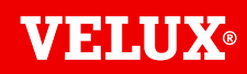Logo VELUX in testo bianco su sfondo rosso con il simbolo del marchio registrato.