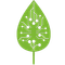 A green leaf with a circuit board design on it.