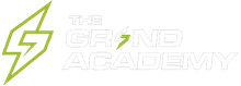 The Grind Academy logo featuring a green lightning bolt and white text.