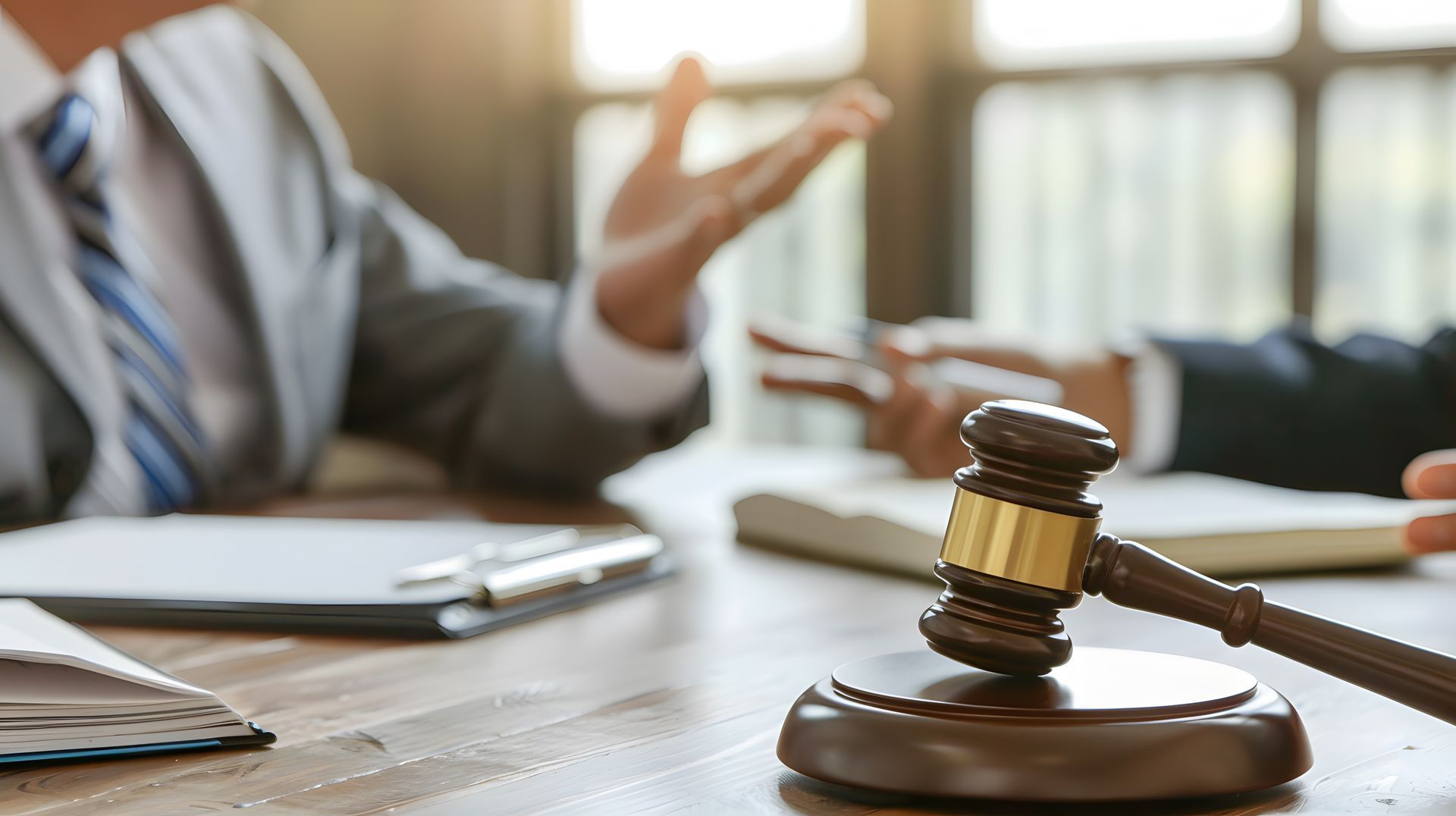 A debt settlement attorney advising a client on bankruptcy options.