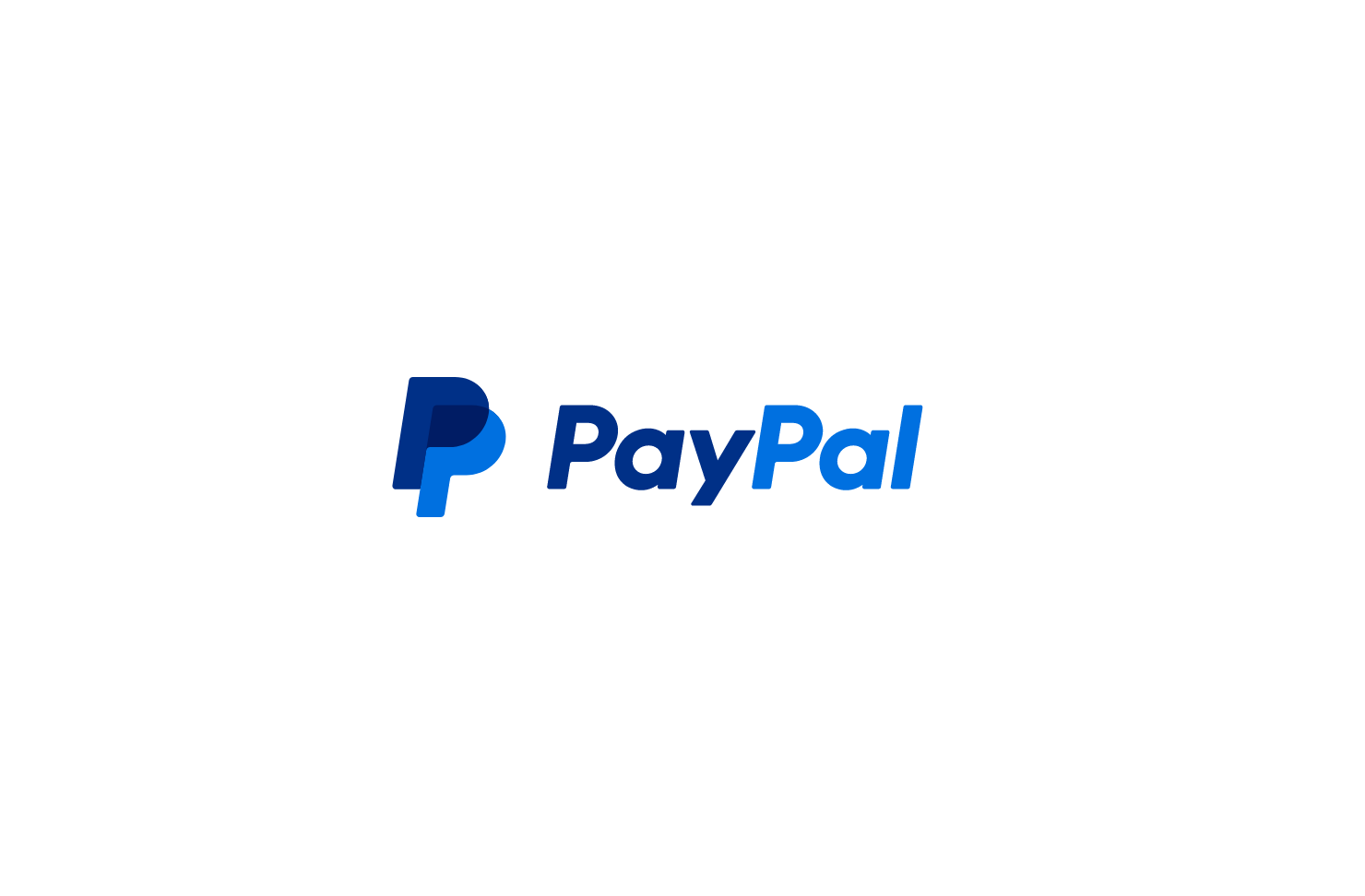 The paypal logo is blue and white on a white background.