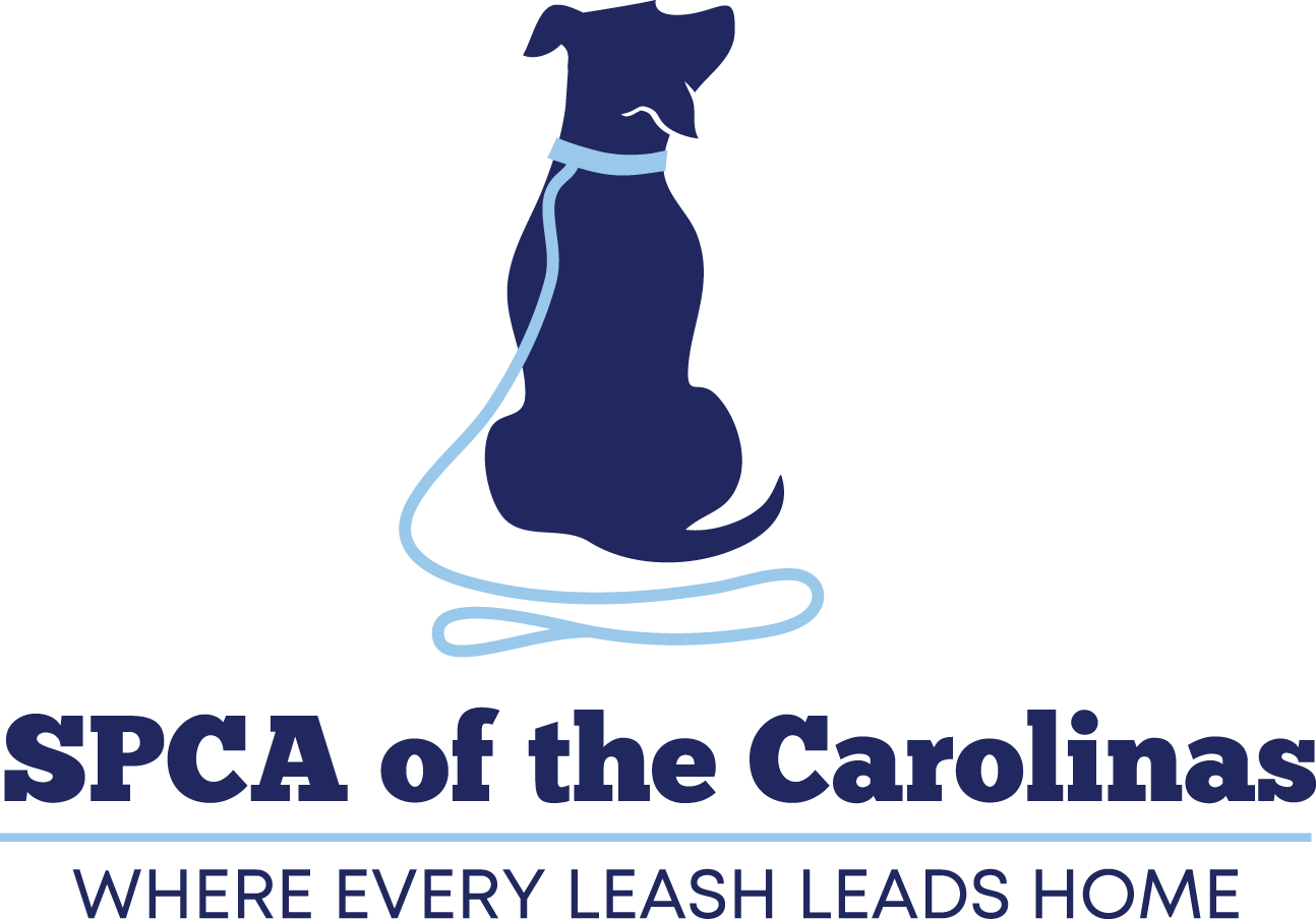 The logo for spca of the carolina where every leash leads home