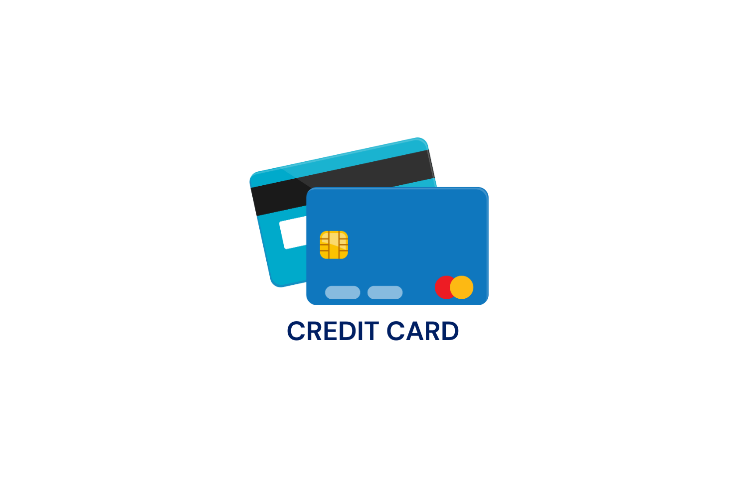 Two credit cards are stacked on top of each other on a white background.