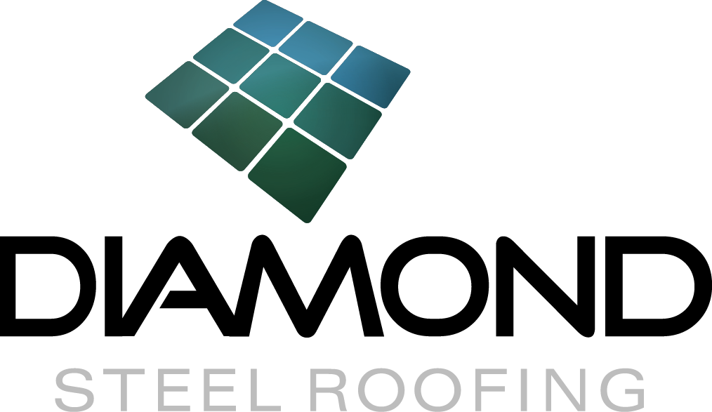 A diamond steel roofing logo with a square in the middle
