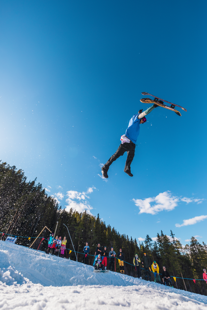 Terje Haakonsen from Norway performs a sick hand plant on a Hovland skate