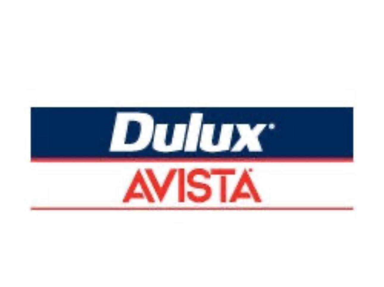 A blue and white logo for dulux avista paint