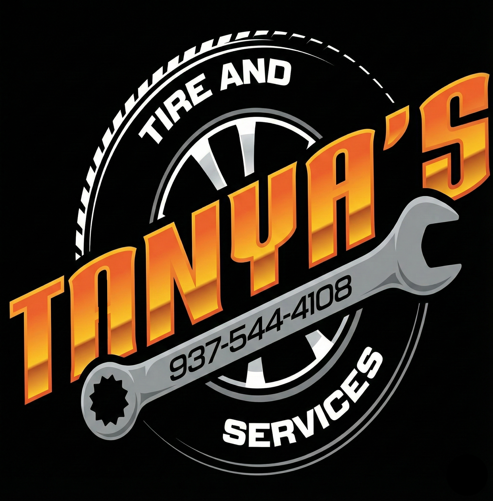 Logo for Demo Auto Repair: text with a gear icon, red and navy colors.