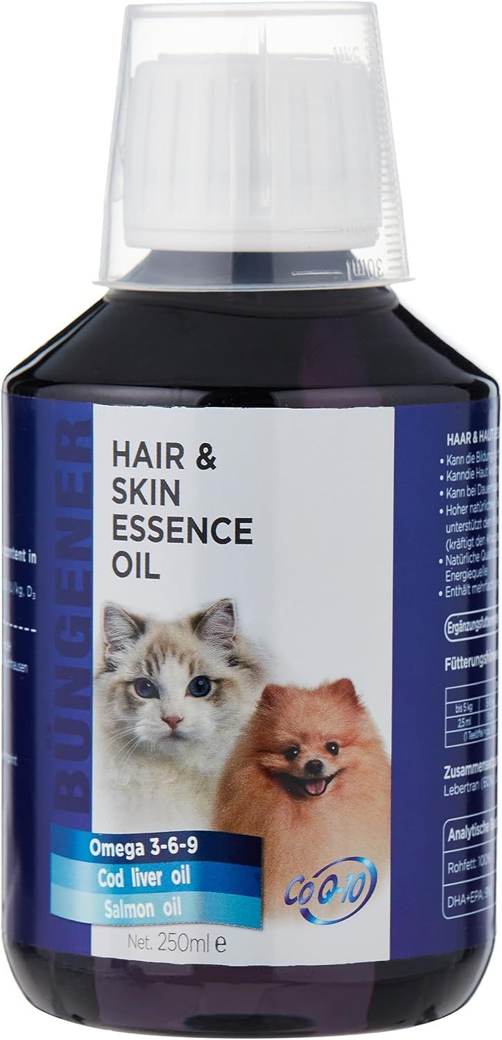 Aceite esencial para pelo y piel Bungener para gatos y perros - 250 ml (aceite de pescado)