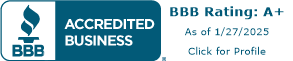 BBB Accredited Business with A+ rating as of 1/27/2025.