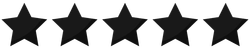 Five red stars are lined up in a row on a white background.