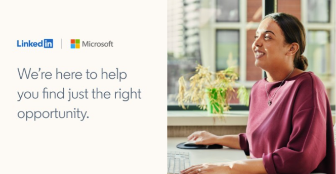 LinkedIn and Microsoft logos above the text 