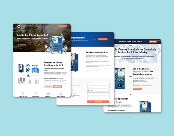 Three screen views of an 