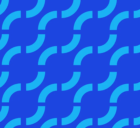 A repeating pattern of light blue quarter-circle arcs on a medium blue background.