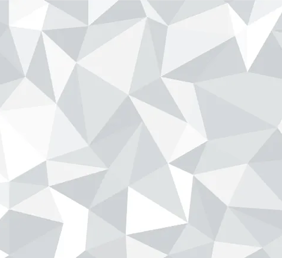 A geometric, low-poly background pattern featuring various shades of white and light gray triangles.