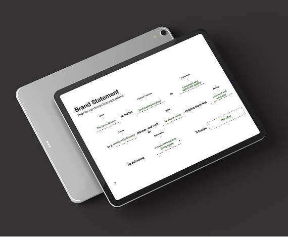 Two tablets are shown on a dark background; the screen of the front one displays a flowchart titled 