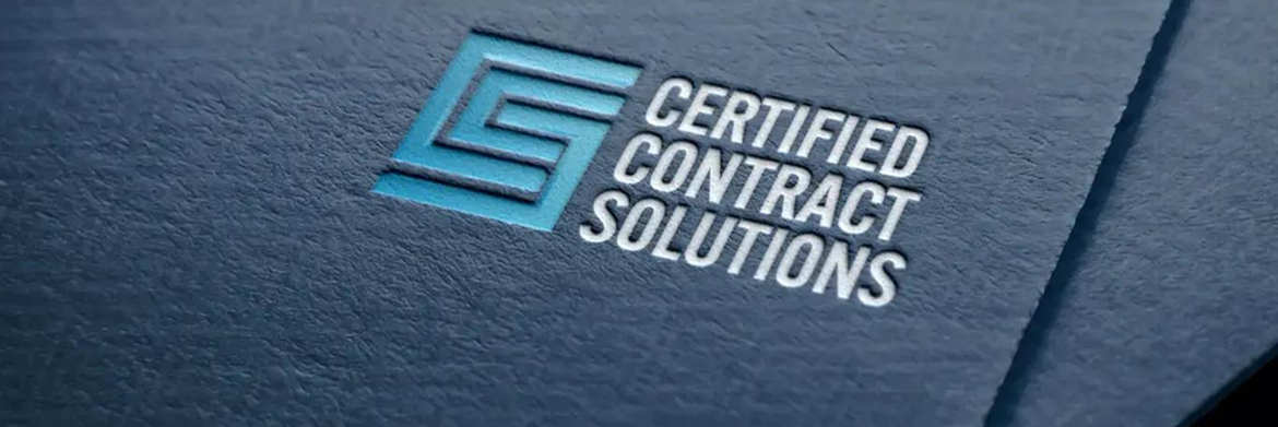 A blue debossed logo for 