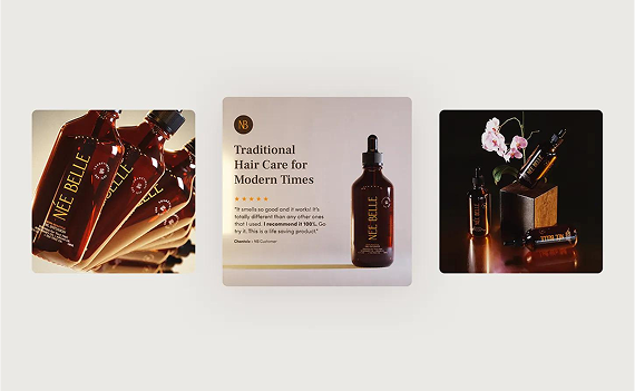 Three panels showcasing 