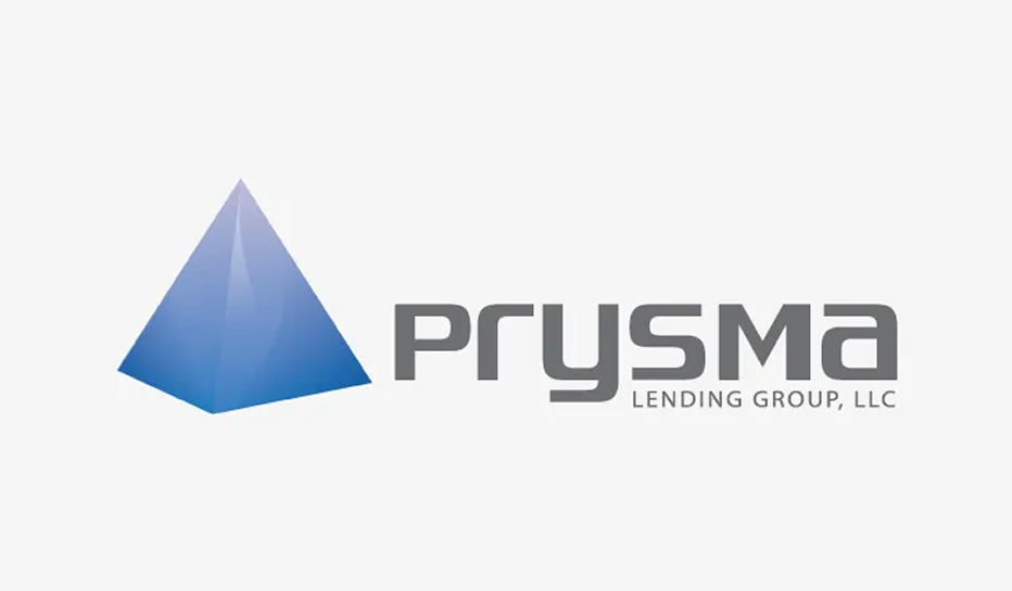 The Prysma Lending Group, LLC logo, featuring a blue, 3D pyramid icon next to the company name in grey text.