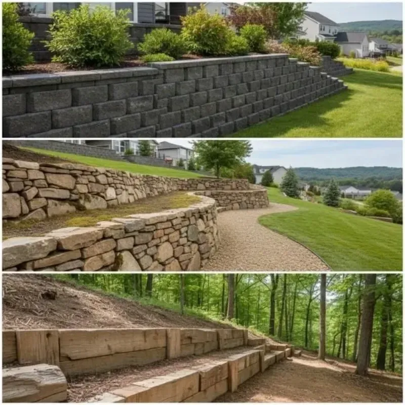 Block vs Stone vs Timber Retaining Wall type
