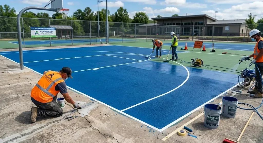 Concrete Court Resurfacing and Crack Repair