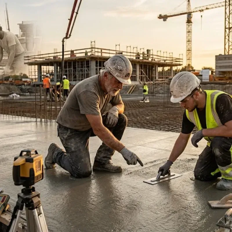 Concrete contractor in North Texas using modern tools and generational craftsmanship to build durable slab foundations