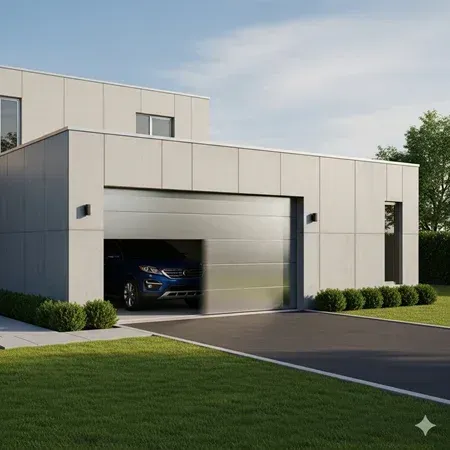 Durable concrete garage in Colorado driveway
