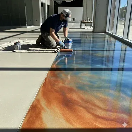 Fort Worth vibrant concrete floor staining
