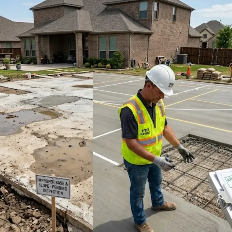 Homeowner mistakes in Fort Worth TX basketball court construction including poor soil prep and improper slope
