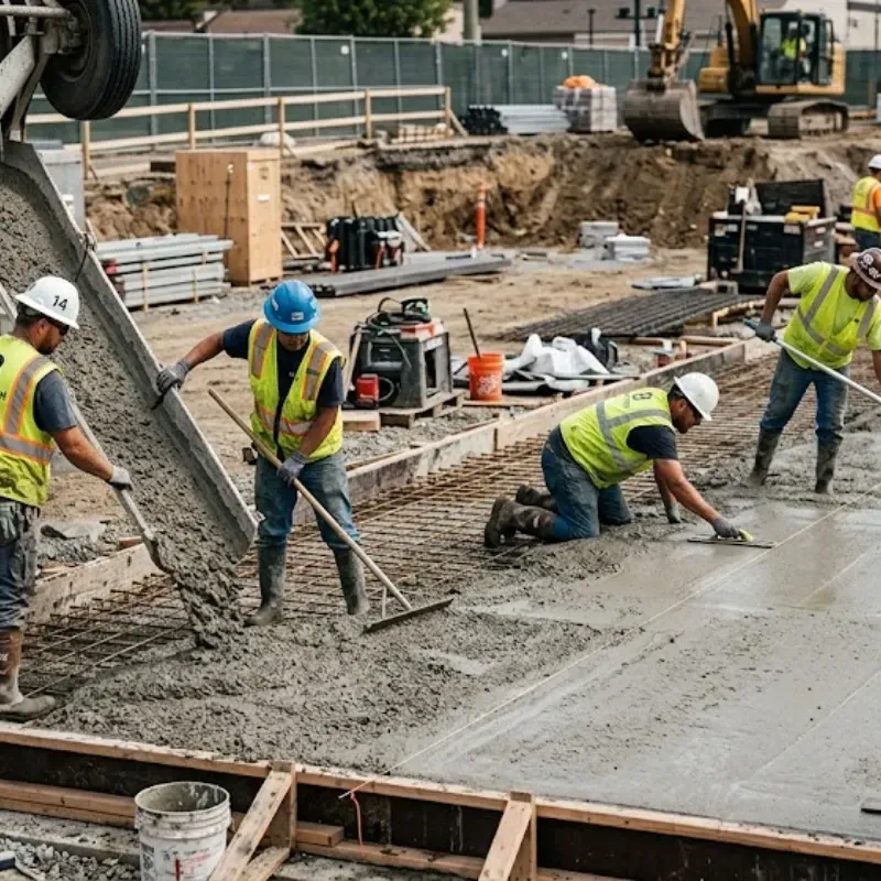 Professional concrete flatwork crew