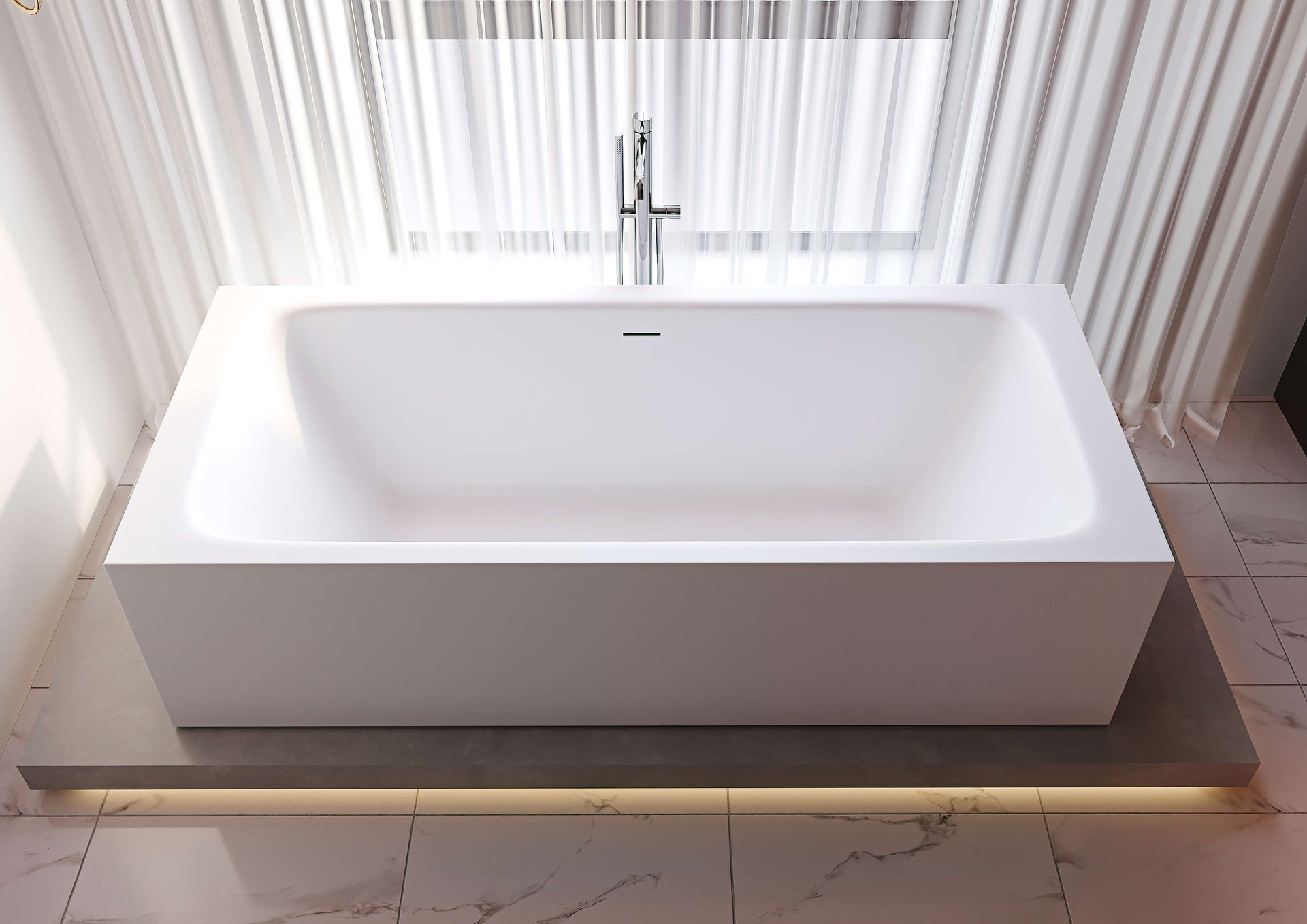Baignoire rectangulaire îlot en solid surface mat