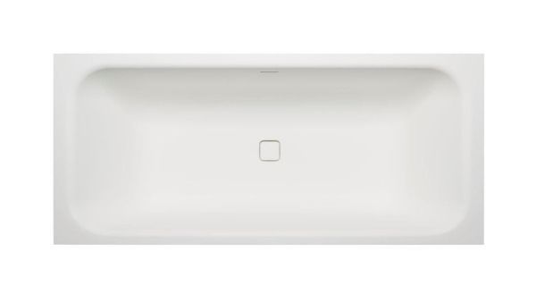 Baignoire rectangulaire en résine minerale solid surface avec de larges plages a decpouer sur mesure